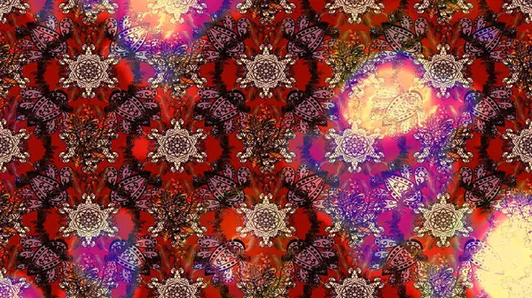 Kahverengi, kırmızı ve pembe renklerde çiçekler. Tropik çiçek desenleri. Raster illüstrasyonu.