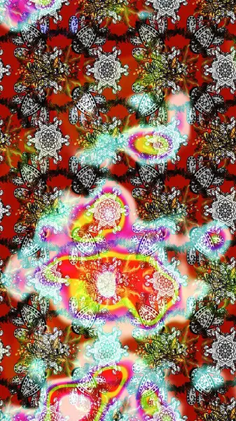 Şirin çiçekler. Çizgi çizimi kalıbı. Raster Moda kumaş deseni.