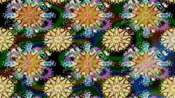 Bej renkli etnik çiçekli zarif eskiz deseni. Raster Çiçek İllüstrasyon Şirin Tekstil.