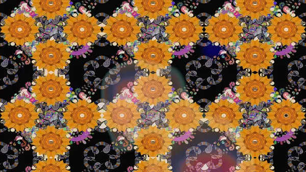 Kumaş desenli papatya çiçeği detayı. Siyah renkte çiçekler.