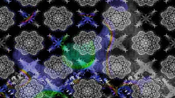 Renkli Bahar Teması eskiz kalıbı. Düz Çiçek Elementleri Tasarımı. Siyah renkli çiçekler. Raster illüstrasyonunda çiçek deseni çizimi.