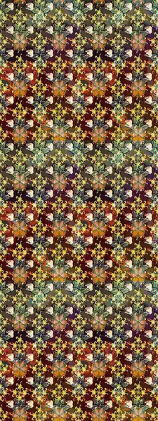 Raster illüstrasyonundaki çiçek desenli çizim. Çiçekler suluboya tarzında kahverengi ve yeşil renklerde.