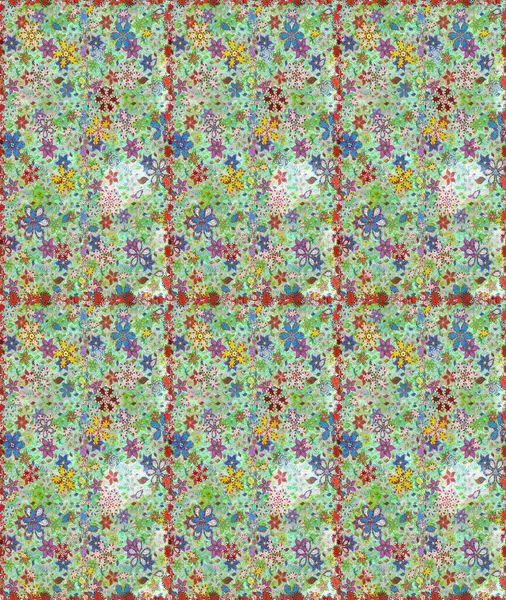 Tarafsız ve yeşil renklerde çiçekler. Renkli Bahar Temalı Kusursuz Arkaplan. Düz Çiçek Elementleri Tasarımı. Raster illüstrasyonunda kusursuz çiçek deseni.