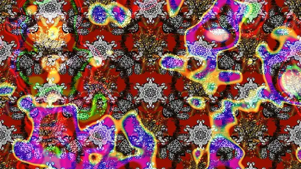 Renkli Bahar Teması eskiz kalıbı. Gri, kırmızı ve kahverengi renkte çiçekler. Raster illüstrasyonundaki çiçek desenli çizim. Düz Çiçek Elementleri Tasarımı.