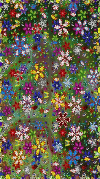 Yeşil ve kahverengi renkli vadi çiçekleri. Raster dikişsiz çiçek deseni.