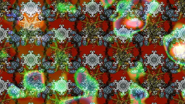 Kahverengi, yeşil ve kırmızı renkte çiçekler. Raster illüstrasyonu. Çizim çiçek deseni duvar kağıdı için kullanılabilir.