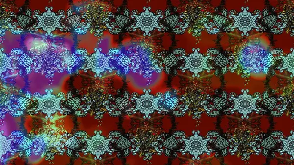 Halk tarzı. Parlak renkli çiçekleri ve kahverengi, mavi ve kırmızı renkte yaprakları olan harika bir çiçek deseni. Modern çiçek arkaplanı. Moda baskıları için zarif bir şablon.