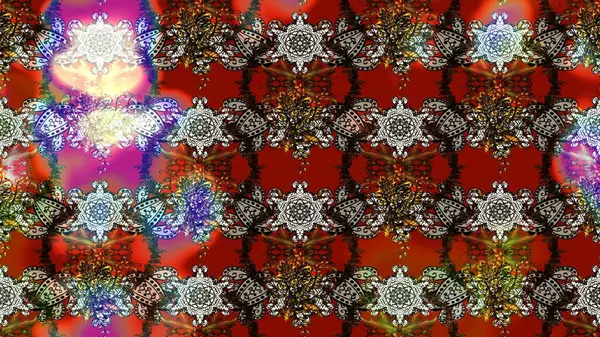 Tropik çiçek desenleri. Raster illüstrasyonu. Çiçekler kahverengi, kırmızı ve gri renklerde.