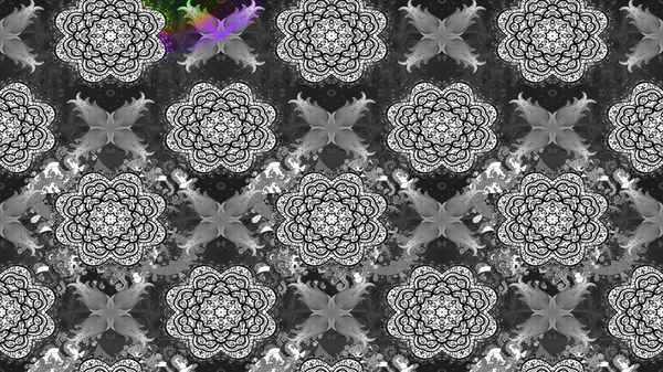 Tekstil tasarımı için gri renkli geleneksel halk çiçekleri buketi. Üzerinde gelincikler ve vadi zambakları olan renkli çiçek desenli nakış..