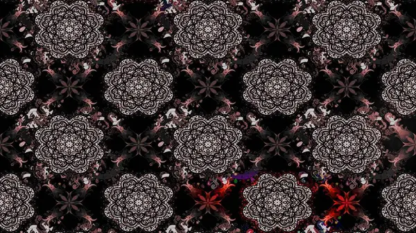 Suluboya çiçekli çiçek deseni. Siyah renkte güzel bir tekstil. Raster illüstrasyonu.