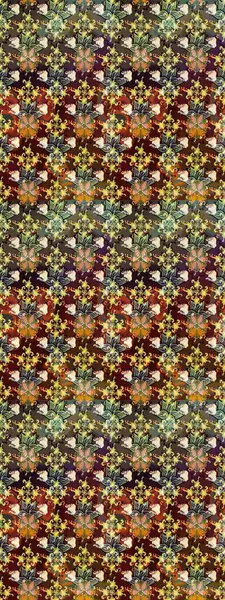 Raster illüstrasyonundaki çiçek desenli çizim. Çiçekler suluboya tarzında kahverengi ve yeşil renklerde.