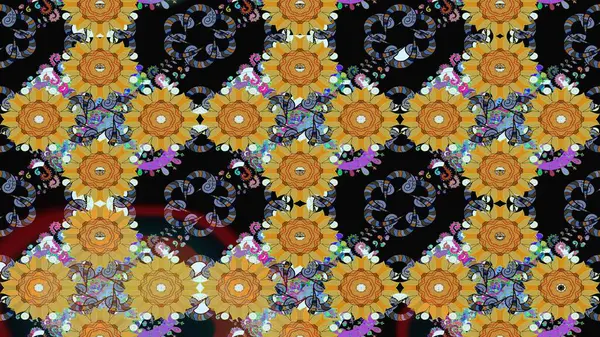 Eskiz geçmişi. Eski usul. Raster illüstrasyonu. Tomurcukları çiçek olan sevimli bir çiçek deseni. Kumaş, tekstil, duvar kağıdı baskısı için. Raster..