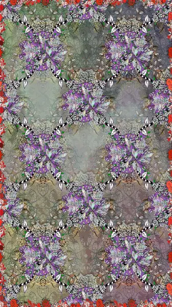 Sevimli çiçek raster deseni. Düz Çiçek Elementleri Tasarımı. Renkli Bahar Temalı Kusursuz Arkaplan. Gri ve nötr renkte çiçekler.