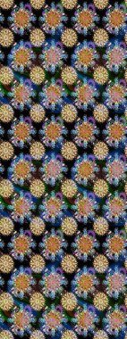 Çiçeklerle suluboya desenli çiçek deseni. Raster illüstrasyonu. Mavi ve bej renkli Asyalı tekstil.