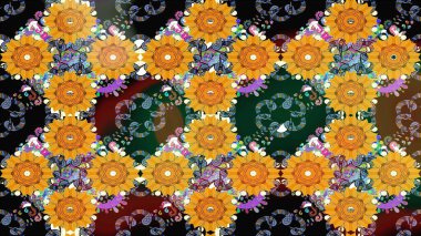 Çizim çiçek deseni duvar kağıdı, web sitesi arka planı, ambalaj kağıdı, davetiye, broşür, afiş veya web sitesi için kullanılabilir. Parlak elementlerin. El çizimi Raster illüstrasyonu.