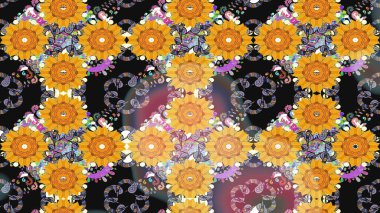 Çiçekli yaz çiçekleri. Moda baskıları için zarif bir şablon. Küçük renkli çiçekler. Motley illüstrasyonu. Küçük çiçekte güzel bir desen. Çizim.