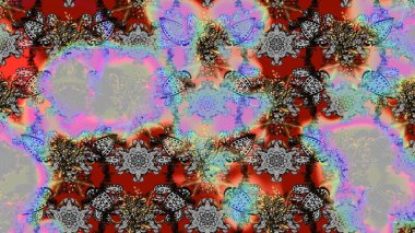 Bir sürü gri, nötr ve kırmızı soyut çiçekli tropik çizim deseni. Varicologray, nötr ve kırmızı raster çizimi. Küçük çiçekte sevimli çiçek deseni var..