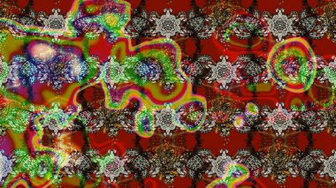 Kahverengi, kırmızı ve gri renklere karalamalar çizilmiş çiçek deseni. Raster illüstrasyonu.