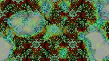 Zarif, parlak ve eskiz yeşil, gri ve kahverengi çiçek desenli tasarım. Raster. Sabıka baskıları, bebek kıyafetleri, duvar kâğıtları, paket kutuları vb..