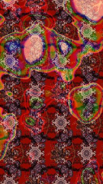 Kahverengi, kırmızı ve pembe renklere karalamalar çizilmiş çiçek deseni. Raster illüstrasyonu.