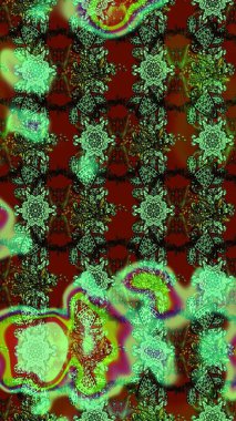 Zarif, parlak ve eskiz yeşil, kahverengi ve kırmızı çiçek desenli tasarım. Sabıka baskıları, bebek kıyafetleri, duvar kâğıtları, paket kutuları vb..