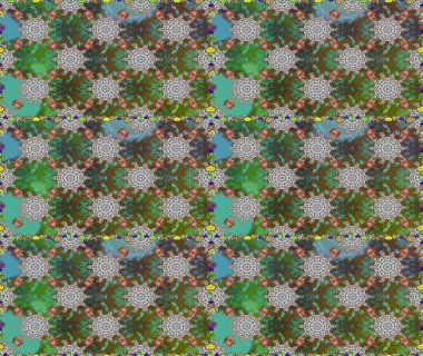 Kabile sanatı boho baskısı, klasik çiçek arkaplanı. Soyut etnik raster kusursuz desen. Arkaplan dokusu, duvar kağıdı, yeşil renkli çiçek teması.