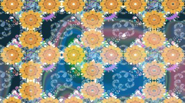 Raster stili kumaş deseni. Çiçekler suluboya çizim deseni.