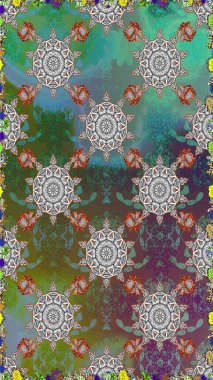 Düz Çiçek Elementleri Tasarımı. Güzel çiçek deseni. Renkli Bahar Temalı Kusursuz Arkaplan. Yeşil renkte çiçekler.