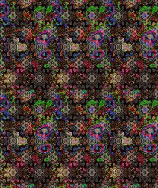 Siyah renkli etnik çiçeklerle süslenmiş zarif bir eskiz şekli. Asya Tekstil 'inde Raster Çiçek İllüstrasyonu.