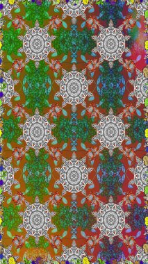 Düz Çiçek Elementleri Tasarımı. Raster illüstrasyonunda kusursuz çiçek deseni. Renkli Bahar Temalı Kusursuz Arkaplan. Güzel kumaş deseni.