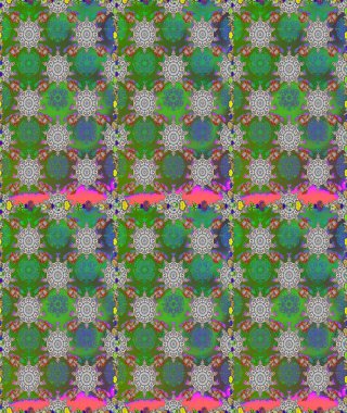 Yeşil renkli çiçekler. Düz Çiçek Elementleri Tasarımı. Renkli Bahar Temalı Kusursuz Arkaplan. Raster illüstrasyonunda kusursuz çiçek deseni.