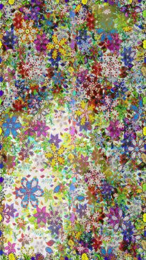 Raster stili kumaş deseni. Çiçekler suluboya desensiz.