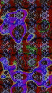 Renkli Bahar Teması eskiz kalıbı. Düz Çiçek Elementleri Tasarımı. Kahverengi, mor ve kırmızı renkte çiçekler. Sevimli çiçek raster deseni.