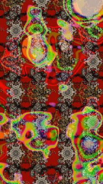 Renkli Bahar Teması eskiz kalıbı. Çiçeksel fantezi tasarımı ve parlak bir arka plan çizimi. Düz Çiçek Elementleri Tasarımı.