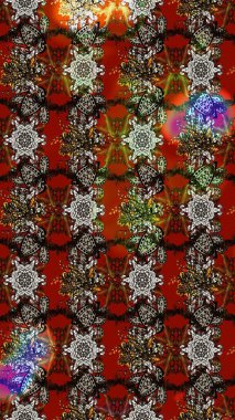 Parlak çiçekli kolaj çiçekleri kahverengi, gri ve kırmızı. Çiçekli zambakların eskiz geçmişi. Çiçek tasarımı için inanılmaz kolaj cennet tarzı..