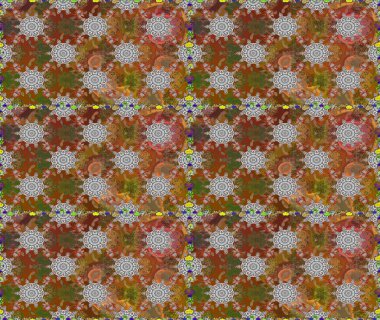 Colour Spring Theme seamless pattern Background. Flowers on brown and gray colors. Seamless Floral Pattern in Raster illustration. Flat Flower Elements Design.