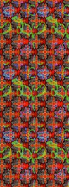 Moda baskıları için zarif bir şablon. Modern çiçek arkaplanı. Halk tarzı. Parlak renkli çiçekleri ve kırmızı yaprakları olan harika bir çiçek deseni..