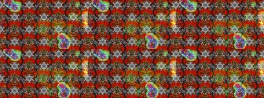 Küçük çiçekteki sevimli çiçek deseni. Raster deseni. Raster illüstrasyonu. Gri, kahverengi ve kırmızı renkte yaz çiçekleri.