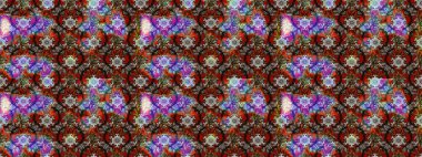 Raster illüstrasyonu. El çizimi çiçekli soyut çizim kalıbı. Kahverengi, gri ve kırmızı renkte çiçekler.