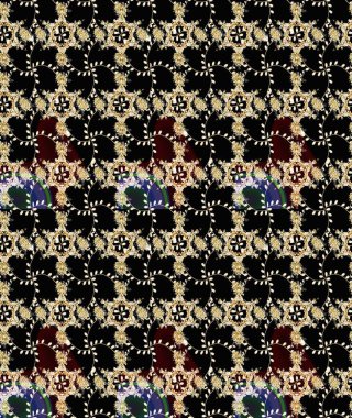 Siyah, bej ve kahverengi renkli çiçekler. Nazik, narin çiçek arkaplanı. Raster çiçek desenli ve çiçekli..