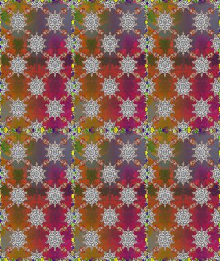 Kahverengi ve gri renkli çiçekler. Raster illüstrasyonu. Raster illüstrasyonu. Asya tekstil tarzında. Kusursuz çiçek deseni.