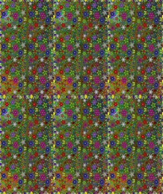 Raster illüstrasyonu. Kusursuz çiçek deseni. Yeşil ve kahverengi renkli Asyalı tekstil.