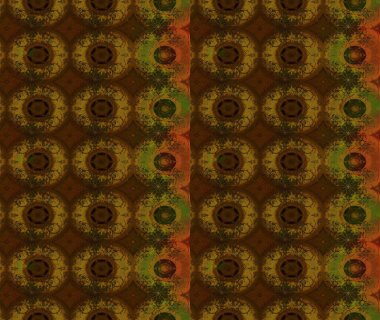 Şirin çiçekli eskiz deseni ve kahverengi renkli yapraklar, suluboya çiçek deseni, duvar kağıdı, kart veya kumaş için fayanslı. Raster illüstrasyonu.