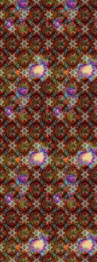 Raster Floral Illustration, Asyalı tekstil. Kahverengi, bej ve kırmızı renkte etnik çiçeklerle süslenmiş zarif bir eskiz şekli..