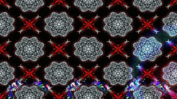 Kumaş desenli papatya çiçeği detayı. Siyah renkte çiçekler.