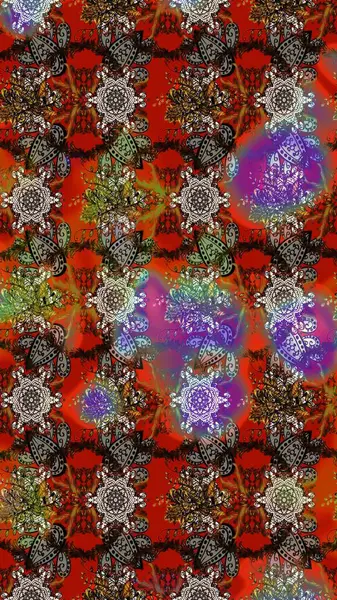 Küçük çiçekteki sevimli çiçek deseni. Çiçekler kahverengi, kırmızı ve gri renklerde.