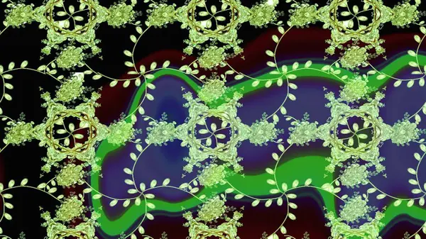 Raster. Yeşil, siyah ve mor renkli güzel çiçekli eskiz deseni, suluboya çiçek deseni, duvar kağıdı, kart veya kumaş için fayanslı.