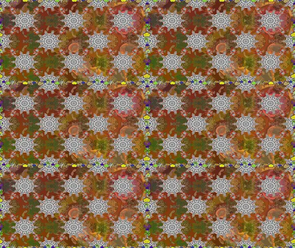 Colour Spring Theme seamless pattern Background. Flowers on brown and gray colors. Seamless Floral Pattern in Raster illustration. Flat Flower Elements Design.