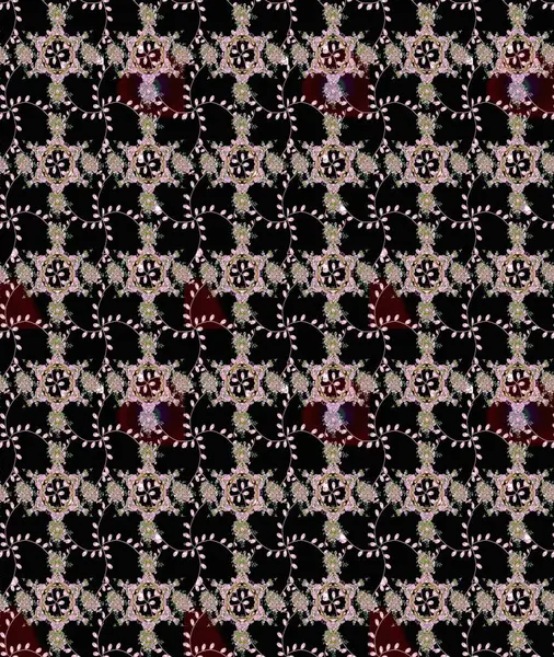 Sevimli çiçek raster deseni. Modaya uygun kumaş deseni. Düz Çiçek Elementleri Tasarımı. Renkli Yaz Teması çizim şablonu.