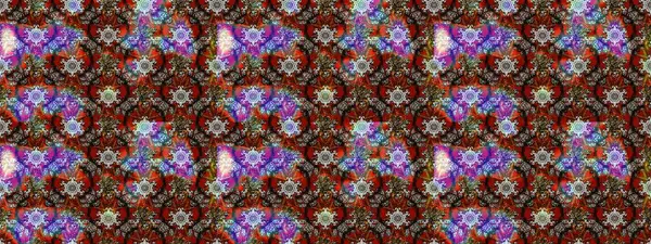 Raster illüstrasyonu. El çizimi çiçekli soyut çizim kalıbı. Kahverengi, gri ve kırmızı renkte çiçekler.